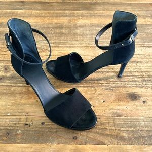 Vince | Dramatic (!!) Black Suede Heeled Sandals | US 8 | comfy!